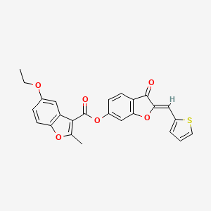 molecular formula C25H18O6S B2908986 (Z)-3-oxo-2-(thiophen-2-ylmethylene)-2,3-dihydrobenzofuran-6-yl 5-ethoxy-2-methylbenzofuran-3-carboxylate CAS No. 848728-15-4
