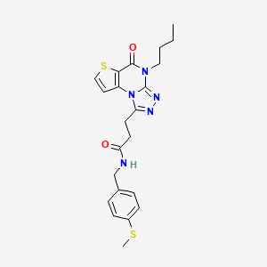 molecular formula C22H25N5O2S2 B2908988 3-(4-butyl-5-oxo-4,5-dihydrothieno[2,3-e][1,2,4]triazolo[4,3-a]pyrimidin-1-yl)-N-(4-(methylthio)benzyl)propanamide CAS No. 1223908-19-7