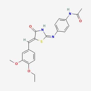molecular formula C21H21N3O4S B2908994 (Z)-N-(4-((5-(4-乙氧基-3-甲氧基苄叉亚甲基)-4-氧代-4,5-二氢噻唑-2-基)氨基)苯基)乙酰胺 CAS No. 857494-48-5
