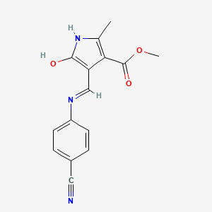 molecular formula C15H13N3O3 B2909000 methyl 4-[(4-cyanoanilino)methylene]-2-methyl-5-oxo-4,5-dihydro-1H-pyrrole-3-carboxylate CAS No. 477865-63-7