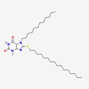 molecular formula C34H62N4O2S B2909001 7-dodecyl-8-(hexadecylsulfanyl)-3-methyl-2,3,6,7-tetrahydro-1H-purine-2,6-dione CAS No. 1790210-66-0