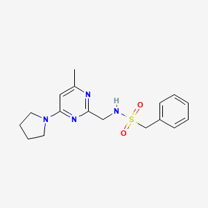 molecular formula C17H22N4O2S B2909008 N-((4-methyl-6-(pyrrolidin-1-yl)pyrimidin-2-yl)methyl)-1-phenylmethanesulfonamide CAS No. 1797717-62-4