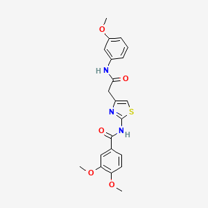 molecular formula C21H21N3O5S B2909014 3,4-dimethoxy-N-(4-(2-((3-methoxyphenyl)amino)-2-oxoethyl)thiazol-2-yl)benzamide CAS No. 1005308-28-0
