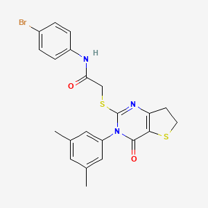 molecular formula C22H20BrN3O2S2 B2909017 N-(4-bromophenyl)-2-((3-(3,5-dimethylphenyl)-4-oxo-3,4,6,7-tetrahydrothieno[3,2-d]pyrimidin-2-yl)thio)acetamide CAS No. 877653-50-4