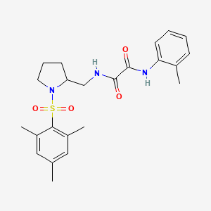 molecular formula C23H29N3O4S B2909020 N1-((1-(mesitylsulfonyl)pyrrolidin-2-yl)methyl)-N2-(o-tolyl)oxalamide CAS No. 896284-92-7