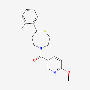 molecular formula C19H22N2O2S B2909025 (6-Methoxypyridin-3-yl)(7-(o-tolyl)-1,4-thiazepan-4-yl)methanone CAS No. 1706058-50-5