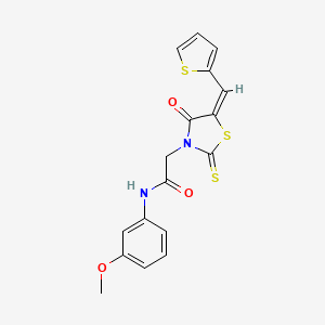 (E)-N-(3-methoxyphenyl)-2-(4-oxo-5-(thiophen-2-ylmethylene)-2-thioxothiazolidin-3-yl)acetamide