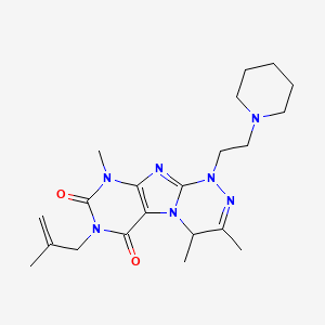 molecular formula C21H31N7O2 B2909036 3,4,9-trimethyl-7-(2-methylallyl)-1-(2-(piperidin-1-yl)ethyl)-1,4-dihydro-[1,2,4]triazino[3,4-f]purine-6,8(7H,9H)-dione CAS No. 922457-12-3