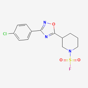 molecular formula C13H13ClFN3O3S B2909040 3-[3-(4-Chlorophenyl)-1,2,4-oxadiazol-5-yl]piperidine-1-sulfonyl fluoride CAS No. 2411217-20-2