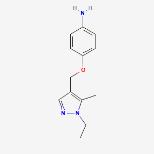 molecular formula C13H17N3O B2909046 4-((1-Ethyl-5-methyl-1H-pyrazol-4-yl)methoxy)aniline CAS No. 1006323-17-6
