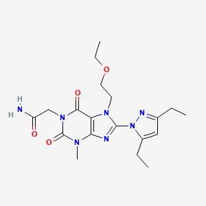 molecular formula C19H27N7O4 B2909050 2-[8-(3,5-Diethylpyrazolyl)-7-(2-ethoxyethyl)-3-methyl-2,6-dioxo-1,3,7-trihydr opurinyl]acetamide CAS No. 1014071-59-0