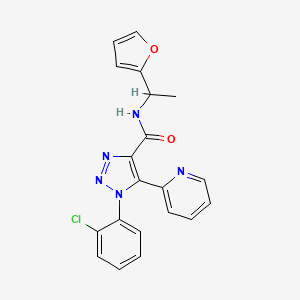 molecular formula C20H16ClN5O2 B2909055 1-(2-chlorophenyl)-N-[1-(2-furyl)ethyl]-5-pyridin-2-yl-1H-1,2,3-triazole-4-carboxamide CAS No. 1396856-78-2