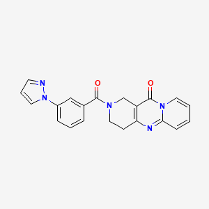 molecular formula C21H17N5O2 B2909056 2-(3-(1H-pyrazol-1-yl)benzoyl)-3,4-dihydro-1H-dipyrido[1,2-a:4',3'-d]pyrimidin-11(2H)-one CAS No. 2034412-89-8