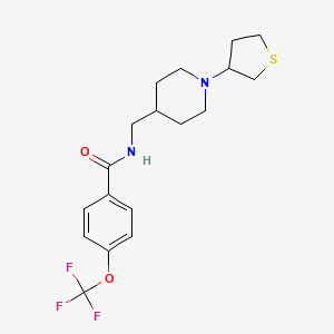 molecular formula C18H23F3N2O2S B2909060 N-((1-(tetrahydrothiophen-3-yl)piperidin-4-yl)methyl)-4-(trifluoromethoxy)benzamide CAS No. 2034506-95-9