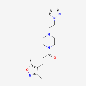 molecular formula C17H25N5O2 B2909061 1-(4-(2-(1H-pyrazol-1-yl)ethyl)piperazin-1-yl)-3-(3,5-dimethylisoxazol-4-yl)propan-1-one CAS No. 1286705-70-1