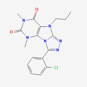 molecular formula C17H17ClN6O2 B2909069 8-(2-Chlorophenyl)-1,3-dimethyl-5-propylpurino[8,9-c][1,2,4]triazole-2,4-dione CAS No. 921554-84-9