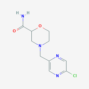 molecular formula C10H13ClN4O2 B2909071 4-[(5-Chloropyrazin-2-yl)methyl]morpholine-2-carboxamide CAS No. 1808808-20-9