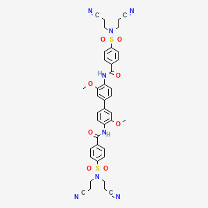 molecular formula C40H38N8O8S2 B2909072 4-[bis(2-cyanoethyl)sulfamoyl]-N-[4-[4-[[4-[bis(2-cyanoethyl)sulfamoyl]benzoyl]amino]-3-methoxyphenyl]-2-methoxyphenyl]benzamide CAS No. 392236-37-2