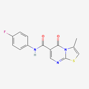 molecular formula C14H10FN3O2S B2909084 N-(4-fluorophenyl)-3-methyl-5-oxo-5H-thiazolo[3,2-a]pyrimidine-6-carboxamide CAS No. 851945-05-6