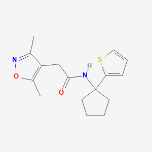 molecular formula C16H20N2O2S B2909111 2-(3,5-dimethylisoxazol-4-yl)-N-(1-(thiophen-2-yl)cyclopentyl)acetamide CAS No. 2034235-83-9