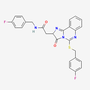 molecular formula C26H20F2N4O2S B2909117 N-(4-fluorobenzyl)-2-(5-((4-fluorobenzyl)thio)-3-oxo-2,3-dihydroimidazo[1,2-c]quinazolin-2-yl)acetamide CAS No. 1173780-33-0