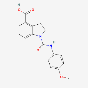 molecular formula C17H16N2O4 B2909123 1-((4-Methoxyphenyl)carbamoyl)indoline-4-carboxylic acid CAS No. 2096987-56-1