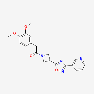 molecular formula C20H20N4O4 B2909125 2-(3,4-Dimethoxyphenyl)-1-(3-(3-(pyridin-3-yl)-1,2,4-oxadiazol-5-yl)azetidin-1-yl)ethanone CAS No. 1327316-93-7
