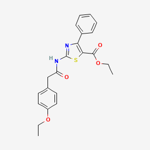 molecular formula C22H22N2O4S B2909144 Ethyl 2-(2-(4-ethoxyphenyl)acetamido)-4-phenylthiazole-5-carboxylate CAS No. 922456-94-8