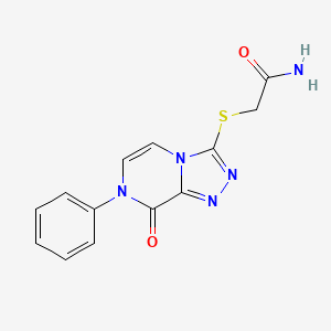 molecular formula C13H11N5O2S B2909146 2-[(8-Oxo-7-phenyl-7,8-dihydro[1,2,4]triazolo[4,3-a]pyrazin-3-yl)thio]acetamide CAS No. 1243103-50-5