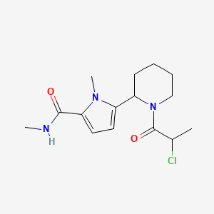 molecular formula C15H22ClN3O2 B2909147 5-[1-(2-Chloropropanoyl)piperidin-2-yl]-N,1-dimethylpyrrole-2-carboxamide CAS No. 2411291-19-3