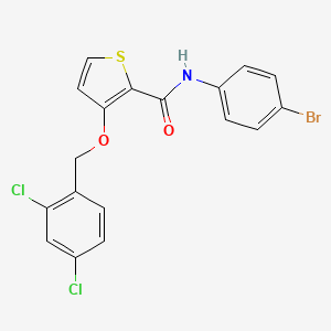 molecular formula C18H12BrCl2NO2S B2909150 N-(4-bromophenyl)-3-[(2,4-dichlorophenyl)methoxy]thiophene-2-carboxamide CAS No. 339098-05-4
