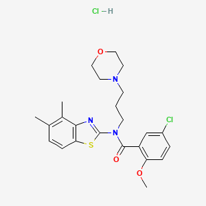 molecular formula C24H29Cl2N3O3S B2909155 5-chloro-N-(4,5-dimethylbenzo[d]thiazol-2-yl)-2-methoxy-N-(3-morpholinopropyl)benzamide hydrochloride CAS No. 1396709-99-1