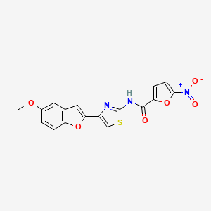 molecular formula C17H11N3O6S B2909162 N-(4-(5-methoxybenzofuran-2-yl)thiazol-2-yl)-5-nitrofuran-2-carboxamide CAS No. 922106-50-1
