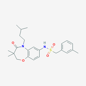 molecular formula C24H32N2O4S B2909176 N-(5-isopentyl-3,3-dimethyl-4-oxo-2,3,4,5-tetrahydrobenzo[b][1,4]oxazepin-7-yl)-1-(m-tolyl)methanesulfonamide CAS No. 922005-65-0