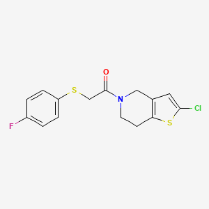 molecular formula C15H13ClFNOS2 B2909180 1-(2-chloro-6,7-dihydrothieno[3,2-c]pyridin-5(4H)-yl)-2-((4-fluorophenyl)thio)ethanone CAS No. 2034224-04-7