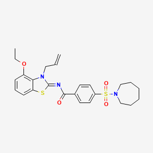 molecular formula C25H29N3O4S2 B2909182 (Z)-N-(3-allyl-4-ethoxybenzo[d]thiazol-2(3H)-ylidene)-4-(azepan-1-ylsulfonyl)benzamide CAS No. 1321735-16-3