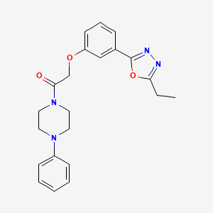 molecular formula C22H24N4O3 B2909201 2-(3-(5-Ethyl-1,3,4-oxadiazol-2-yl)phenoxy)-1-(4-phenylpiperazin-1-yl)ethanone CAS No. 946305-69-7