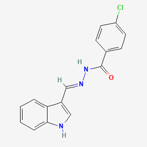 molecular formula C16H12ClN3O B2909228 4-Chloro-N'-[(E)-1H-indol-3-ylmethylidene]benzohydrazide CAS No. 15641-01-7