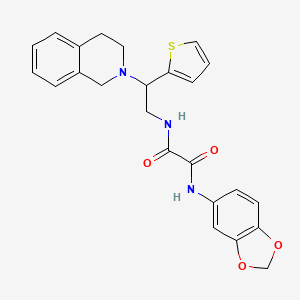 molecular formula C24H23N3O4S B2909249 N1-(benzo[d][1,3]dioxol-5-yl)-N2-(2-(3,4-dihydroisoquinolin-2(1H)-yl)-2-(thiophen-2-yl)ethyl)oxalamide CAS No. 898408-07-6