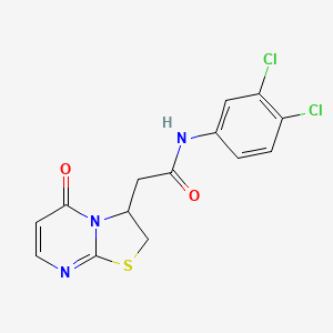 molecular formula C14H11Cl2N3O2S B2909256 N-(3,4-dichlorophenyl)-2-(5-oxo-3,5-dihydro-2H-thiazolo[3,2-a]pyrimidin-3-yl)acetamide CAS No. 946211-47-8