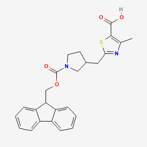 molecular formula C25H24N2O4S B2909264 2-[[1-(9H-Fluoren-9-ylmethoxycarbonyl)pyrrolidin-3-yl]methyl]-4-methyl-1,3-thiazole-5-carboxylic acid CAS No. 2253632-09-4