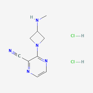 molecular formula C9H13Cl2N5 B2909273 3-[3-(Methylamino)azetidin-1-yl]pyrazine-2-carbonitrile dihydrochloride CAS No. 2379945-61-4
