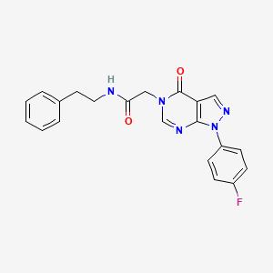 molecular formula C21H18FN5O2 B2909277 2-(1-(4-fluorophenyl)-4-oxo-1H-pyrazolo[3,4-d]pyrimidin-5(4H)-yl)-N-phenethylacetamide CAS No. 852450-76-1