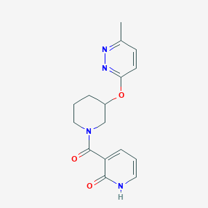 molecular formula C16H18N4O3 B2909282 3-(3-((6-methylpyridazin-3-yl)oxy)piperidine-1-carbonyl)pyridin-2(1H)-one CAS No. 2034438-68-9