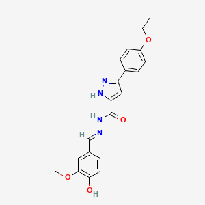 molecular formula C20H20N4O4 B2909283 (E)-3-(4-ethoxyphenyl)-N'-(4-hydroxy-3-methoxybenzylidene)-1H-pyrazole-5-carbohydrazide CAS No. 306301-57-5