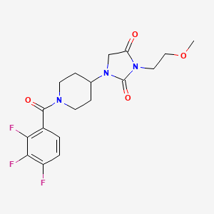 molecular formula C18H20F3N3O4 B2909290 3-(2-Methoxyethyl)-1-(1-(2,3,4-trifluorobenzoyl)piperidin-4-yl)imidazolidine-2,4-dione CAS No. 2034374-75-7