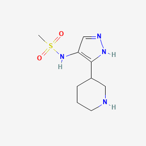 molecular formula C9H16N4O2S B2909296 N-[3-(piperidin-3-yl)-1H-pyrazol-4-yl]methanesulfonamide CAS No. 1803566-25-7