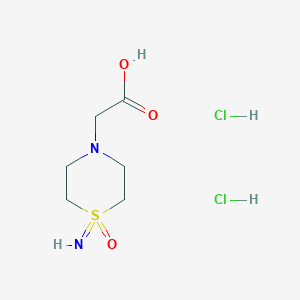 molecular formula C6H14Cl2N2O3S B2909297 2-(1-亚氨基-1-氧代-1,4-噻嗪烷-4-基)乙酸；二盐酸盐 CAS No. 2490403-81-9