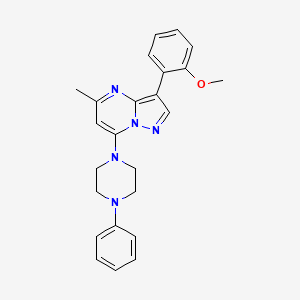 molecular formula C24H25N5O B2909300 3-(2-Methoxyphenyl)-5-methyl-7-(4-phenylpiperazin-1-yl)pyrazolo[1,5-a]pyrimidine CAS No. 879584-20-0