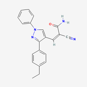 molecular formula C21H18N4O B2909302 (Z)-2-cyano-3-[3-(4-ethylphenyl)-1-phenylpyrazol-4-yl]prop-2-enamide CAS No. 371776-28-2